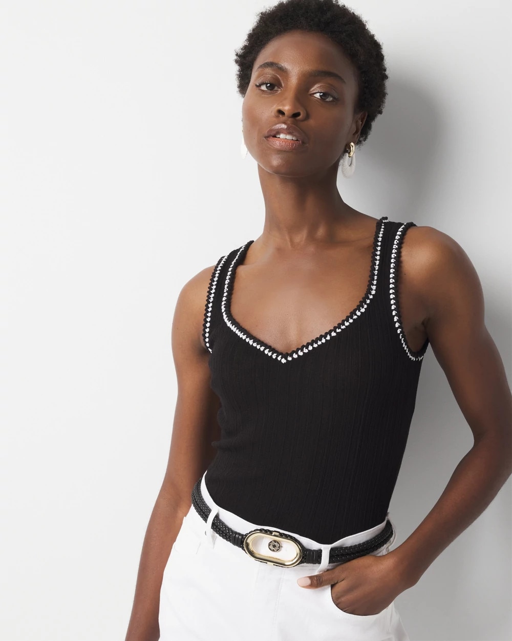 トップス THEREDTHREAD S bicolor knit camisole THEREDTHREAD】S bicolor knit camisole